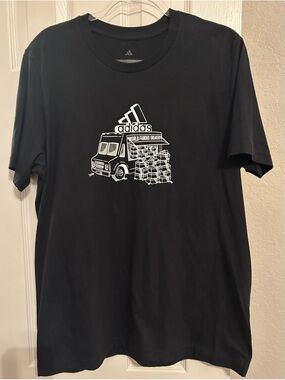 adidas Black Graphic Foodtruck Tee with White Accent